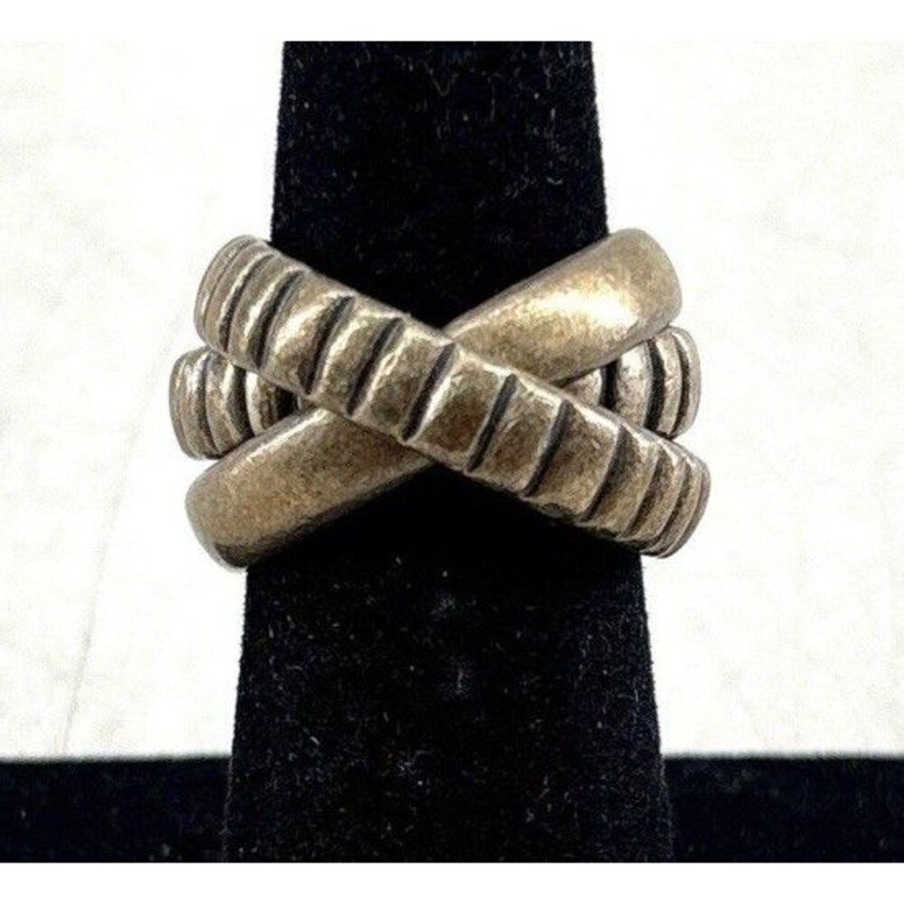 Vintage Mexico Sterling Silver Triple Rolling Ring Interlocking Band 16.8g